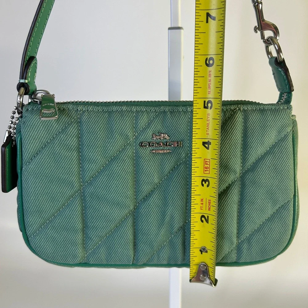 Coach Nolita 19 Green Quilted Denim Wristlet Shoulder Bag Excellent